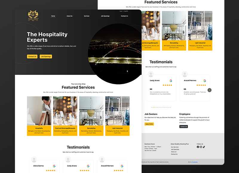 Quality Cleaning Plus — custom CRM, business website, and workflow automation built by StudioMex in Dallas