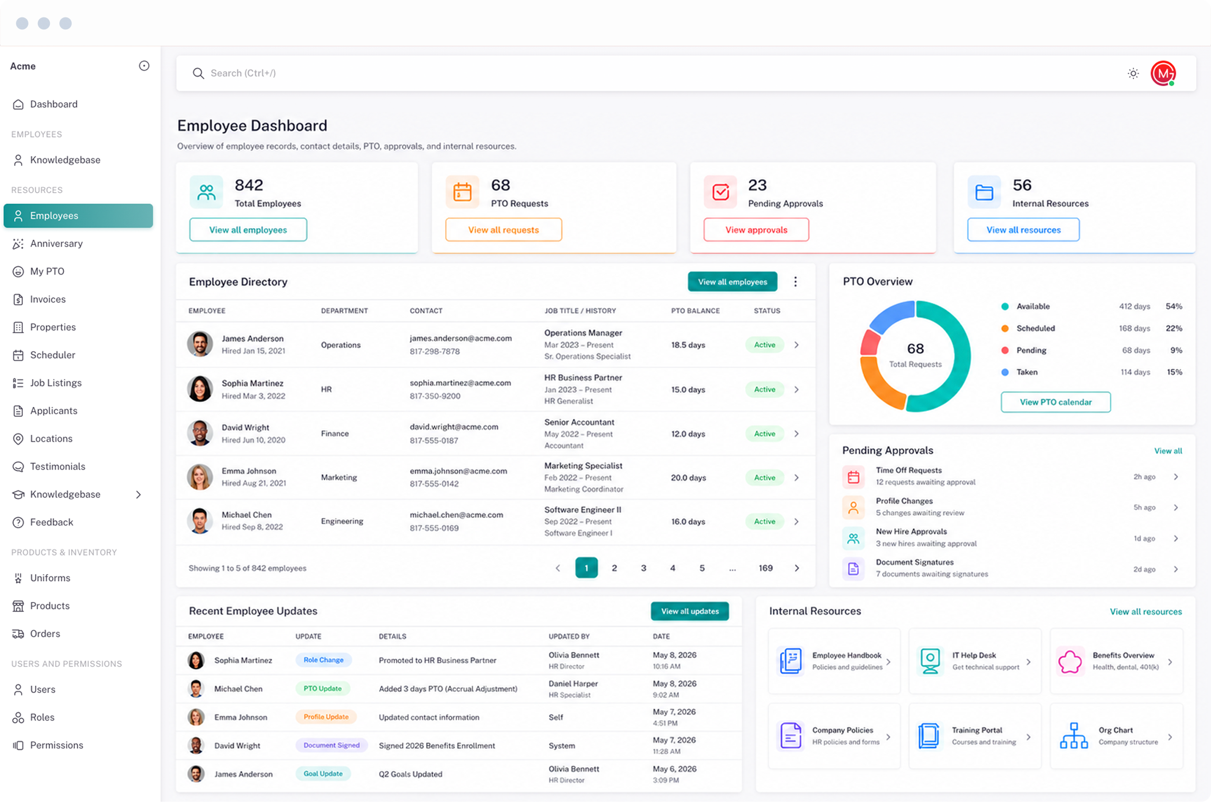 Employee management interface — custom business software by StudioMex in Dallas